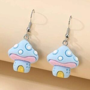 Mushroom trippy trendy hanging dangle drop earrings